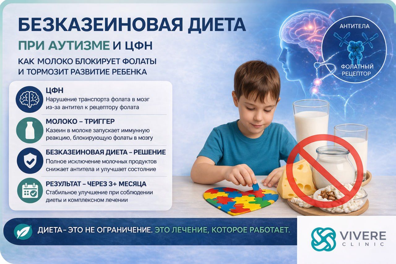 безказеиновая диета при аутизме и ЦФН
